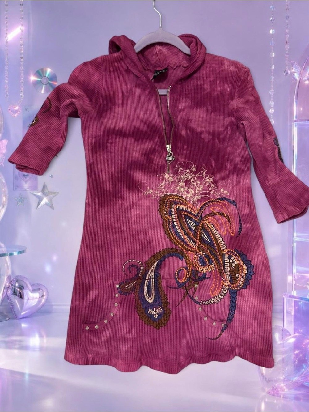 Sledge USA magenta tie-dye hoodie